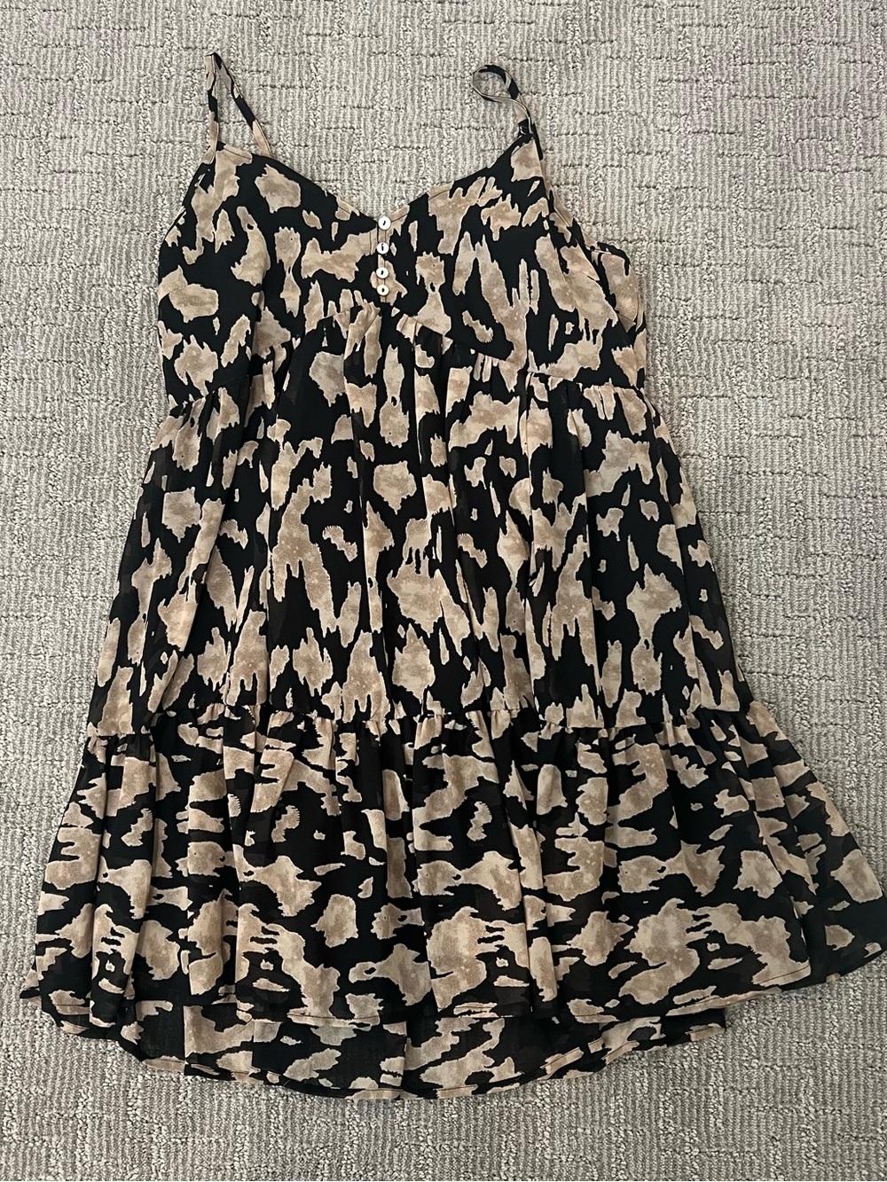 entro Black and Beige Animal Print Spaghetti Strap Dress